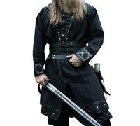 Leonardo Carbone® Tunique viking Erik - Vêtements médiévaux, chemises décontractées pour hommes à manches courtes, costume de carnaval, tunique viking, vêtements LARP - 100% coton avec applications en