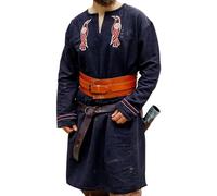 Leonardo Carbone® Tunique Viking Hugin & Munin - Vêtements médiévaux Hommes, Chemise médiévale, Chemises de Loisirs Manches Courtes, Costume de Carnaval, Tunique Viking, LARP - 100% Coton Noir XXXL
