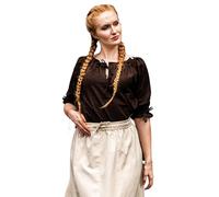 Leonardo Carbone® Vera Chemisier pour femme | Épaules dénudées | Lacets | Carnaval, Halloween, cosplay, LARP, chemisier médiéval, tunique, costume, festival, événement | 100 % coton, marron foncé, XXL