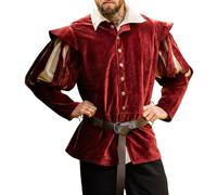 Leonardo Carbone® Veste Brandolf pour homme | Design unique | Parfait pour les jeux de rôle et les fêtes costumées | Moyen-Âge | Viking | Costume | Vestes pour homme | Coton, rouge, S
