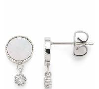 Leonardo Ciao Arida 023299 Boucles d'oreilles en acier inoxydable avec plaquettes de nacre et cristaux de verre Diamètre 0,8 cm, 0.8, Acier inoxydable, Pas de gemme
