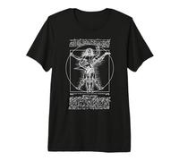 Leonardo Da Vinci Guitariste Vitruvian Man Guitariste T-Shirt Haut de Gamme