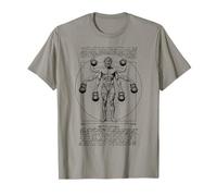 Leonardo Da Vinci Kettlebell Lift Vitruvian Man Gym Workout T-Shirt