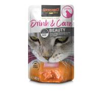 LEONARDO Drink & Care Beauty [20 x 40 g, Multipack, saveur Poulet] Boisson pour Chats | Bouillon de Poulet sans céréales avec des lamelles de Viande pour Un Pelage Brillant | Complément Alimentaire