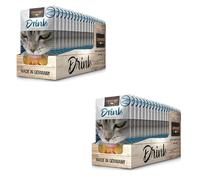Leonardo Drink Salmon | Pack Double | 2 x 20 x 40 g | Complément Alimentaire pour Chats Adultes | en portions Individuelles Pratiques | Bouillon de Viande sans céréales