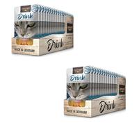 Leonardo Drink Salmon | Pack Double | 2 x 20 x 40 g | Complément Alimentaire pour Chats Adultes | en portions Individuelles Pratiques | Bouillon de Viande sans céréales