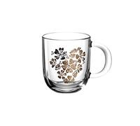 Leonardo Emozione 046448 Tasse à thé, en verre, passe au lave-vaisselle, motif cœur doré, 400 ml, 1 pièce