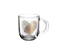 Leonardo Emozione 046449 Tasse cadeau, en verre avec motif cœur doré, 1 pièce, passe au lave-vaisselle, 400 ml