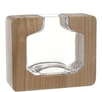 LEONARDO HOME AUTENTICO 039987 Vase Objet, 1 pièce, Design Naturel, Aspect élégant grâce aux éléments en Bois, Vase Rustique pour Fleurs, décoratif, Intemporel, Hauteur 17,5 cm, Multicolore