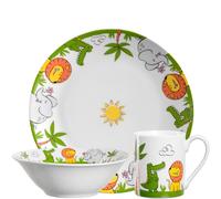 Leonardo Service de table Bambini 023152 – 3 pièces porcelaine, motifs lion et éléphant