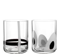LEONARDO HOME BANDA NERA - 055291 - Lot de 2 verres à eau - 300 ml - Fabriqués à la main - Aspect noir et blanc - Gobelets à eau - Deux designs en lot - Passe au lave-vaisselle - Aspect élégant