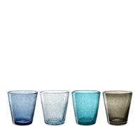 LEONARDO HOME Burano 055288 Lot de 4 verres colorés avec inclusions de bulles Verre à eau 4 couleurs Passe au lave-vaisselle Fabriqué à la main 330 ml