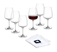 LEONARDO HOME CESTI 040971 Lot de 6 verres à vin rouge avec chiffon de polissage - Verres à vin rouge lavables au lave-vaisselle (500 ml) - Résistants aux chocs et adaptés à un usage quotidien -