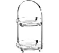 LEONARDO HOME CUCINA 025365 Présentoir en Verre Moderne pour gâteaux et canapés, élégant pour Brunch et Buffet, Design Intemporel, pour Toutes Les Occasions, Hauteur 32 cm, argenté