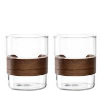 LEONARDO HOME Lot de 6 verres à thé Novo Legno - 320 ml - Verre avec barrette en bois - Verre à thé - Gobelets pour boissons chaudes - Convient pour un usage quotidien - Passe au lave-vaisselle