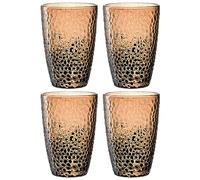 LEONARDO HOME Matera 024385 Lot de 4 verres en verre de qualité supérieure, aspect martelé, contenance 340 ml, fait à la main, passent au lave-vaisselle, robustes, beiges