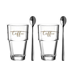 LEONARDO HOME Mug 'Coffee' Solo Lot de 2 Gobelets 410 ml + 2 Cuillères 043477 Verre