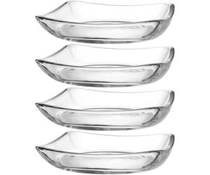 LEONARDO HOME Piazza 024408 Lot de 4 assiettes de service modernes en verre pour gâteaux et pâtisseries Passe au lave-vaisselle Plateau en verre Transparent Hauteur 4 cm