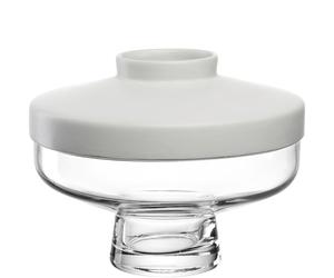 Leonardo Home Riva Vase en Verre, pour Arrangements Floraux créatifs, diamètre : 7,4 cm, élégant, en céramique et Verre, Design Moderne, pour Le Salon, Hauteur : 16,5 cm, Blanc, 055266
