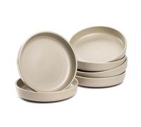 LEONARDO HOME Roma 026363 Lot de 6 assiettes plates, diamètre 19,7 cm, passent au micro-ondes et au lave-vaisselle, empilables, vaisselle en céramique pour 6 personnes, surface légèrement mate, beige