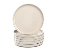 LEONARDO HOME Roma 027258 Lot de 6 assiettes plates, diamètre : 22 cm, passent au micro-ondes et au lave-vaisselle, empilables, vaisselle en céramique pour 6 personnes, assiettes en faïence avec