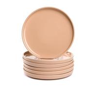 LEONARDO HOME Roma 027263 Lot de 6 assiettes plates, diamètre : 22 cm, passent au micro-ondes et au lave-vaisselle, empilables, en céramique pour 6 personnes, en faïence avec surface émaillée, abricot
