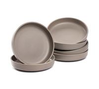 LEONARDO HOME Roma 027923 Lot de 6 assiettes plates, Ø 19,7 cm, passent au micro-ondes et au lave-vaisselle, empilables, en céramique pour 6 personnes, surface légèrement mate, taupe
