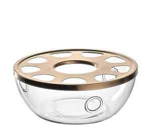 Leonardo Home Tè per Te 077393 Réchaud pour bougie chauffe-plat - En verre borosilicate avec couvercle en métal - Fabriqué à la main - Hauteur : 6,5 cm - Diamètre : 15 cm - Passe au lave-vaisselle - 1