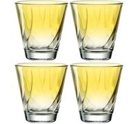 LEONARDO HOME Twist 046966 Lot de 4 verres à boire - Passe au lave-vaisselle - De qualité supérieure et moderne - Ergonomiques - Convient au quotidien et à l'eau incurvée - Jaune - 215 ml