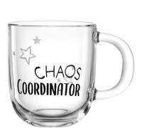 LEONARDO HOME Ufficio 047081 CHAOS COORDINATOR - Tasse à café - Passe au lave-vaisselle - Tasse à thé de qualité supérieure et moderne pour le bureau - En verre - Pour un usage quotidien - 400 ml
