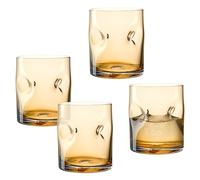 LEONARDO HOME VESUVIO - 077371 - Lot de 4 verres - 300 ml - Verre coloré - Fabriqué à la main - Passe au lave-vaisselle - Encoches uniques pour un confort optimal