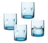 LEONARDO HOME VESUVIO - 077373 - Lot de 4 verres bleus - 300 ml - Verre de couleur - Fabriqué à la main - Passe au lave-vaisselle - Encoches uniques pour un confort optimal