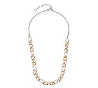 Leonardo 022068 Collier tricolore en acier inoxydable avec maillons en or rose et argent, 45 cm, Acier inoxydable, Pas de gemme