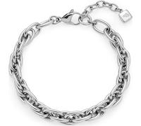 Jewels by Leonardo Sina 025385 Bracelet en Acier Inoxydable argenté à maillons denses entrelacés Longueur 19-21,5 cm Bijou Cadeau pour Femme