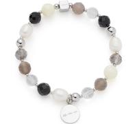 Jewels by Leonardo Hope 025933 Bracelet élastique en Acier Inoxydable argenté, Perles de Verre, d'agate et d'eau Douce, 19,5 cm de Long, Bijou Cadeau pour Femme