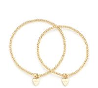 Leonardo Jewels Amore 023155 Ensemble de bracelets avec perles en acier inoxydable dorées et pendentif en forme de cœur pour mère et fille, Eine Grösse, Acier inoxydable, Pas de gemme