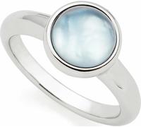 Leonardo Jewels anneau Bea grey blue, anneau de doigt, bijoux de doigt, bijoux, taille 17, acier inoxydable, perle de verre, 024359