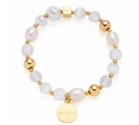 Leonardo Jewels Armband gold Hope, Armreif, Arm Band, Schmuck, Edelstahl IP gold, Glas, Imitationsperlen, Weiß, 018113
