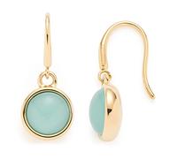 Leonardo Jewels Bea 023060 Paire de boucles d'oreilles pendantes en acier inoxydable avec pendentif en verre turquoise, rond, doré, 2,4 cm de long, bijoux pour femme, 2.4, Acier inoxydable, Pas de