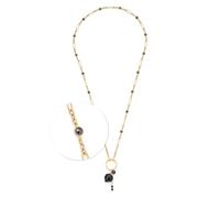 Leonardo Jewels Collier Delica pour femme en acier inoxydable de couleur or avec fermoir mousqueton, longueur : 80 cm, 024439, 80 cm, Verre, Pas de gemme