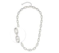 Leonardo Jewels Collier Narea pour femme en acier inoxydable avec zircons de couleur argentée avec fermoir mousqueton, longueur : 45 cm, 024276, 45 cm, Acier inoxydable, Pas de gemme