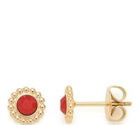 Leonardo Jewels Florena 023547 Paire de boucles d'oreilles rondes en acier inoxydable doré avec strass en verre rouge, Eine Grösse, Acier inoxydable, Pas de gemme