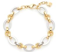 Leonardo Jewels Lena 023403 Bracelet bicolore à maillons en acier inoxydable avec pierres en oxyde de zirconium Longueur 19-21 cm Bijou cadeau pour femme, Eine Grösse, Acier inoxydable, Pas de gemme