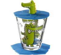 Leonardo Kindertrinkset BAMBINI 3-tlg. Krokodil, Trinkbecher mit Deckel und Untersetzer, Bunt, 034795