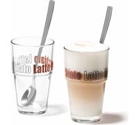 Leonardo Latte Macchiatto Beaker 'Solo LM' mit Löffel, 400ml, Ø 8,5 x 14,7cm (4er Set)