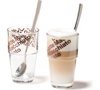 Leonardo Latte Macchiatto Becher 'Café Latte Solo' mit Löffel, 400ml, Ø 8,5 x 14cm (4er Set)