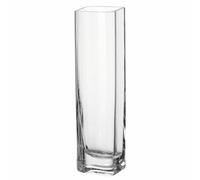 Leonardo Lucca vase de table moderne en verre, vase soliflore fait main, vase à fleurs étroit, vase décoratif rectangulaire en verre clair, hauteur 30 cm, 014382