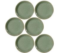 Leonardo Matera 018372 Lot de 6 assiettes plates en céramique avec bord passent au micro-ondes et au lave-vaisselle Vert Ø 16,3 cm