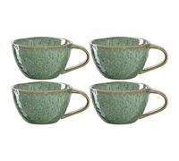 Leonardo Matera 018589 Lot de 4 tasses à café, en céramique, passent au lave-vaisselle, passent au micro-ondes, vertes, 290 ml
