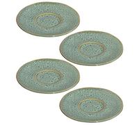 Leonardo Matera 018604 Lot de 4 soucoupes en faïence pour tasses à expresso et 4 soucoupes en céramique, passent au lave-vaisselle, diamètre 11 cm, vert